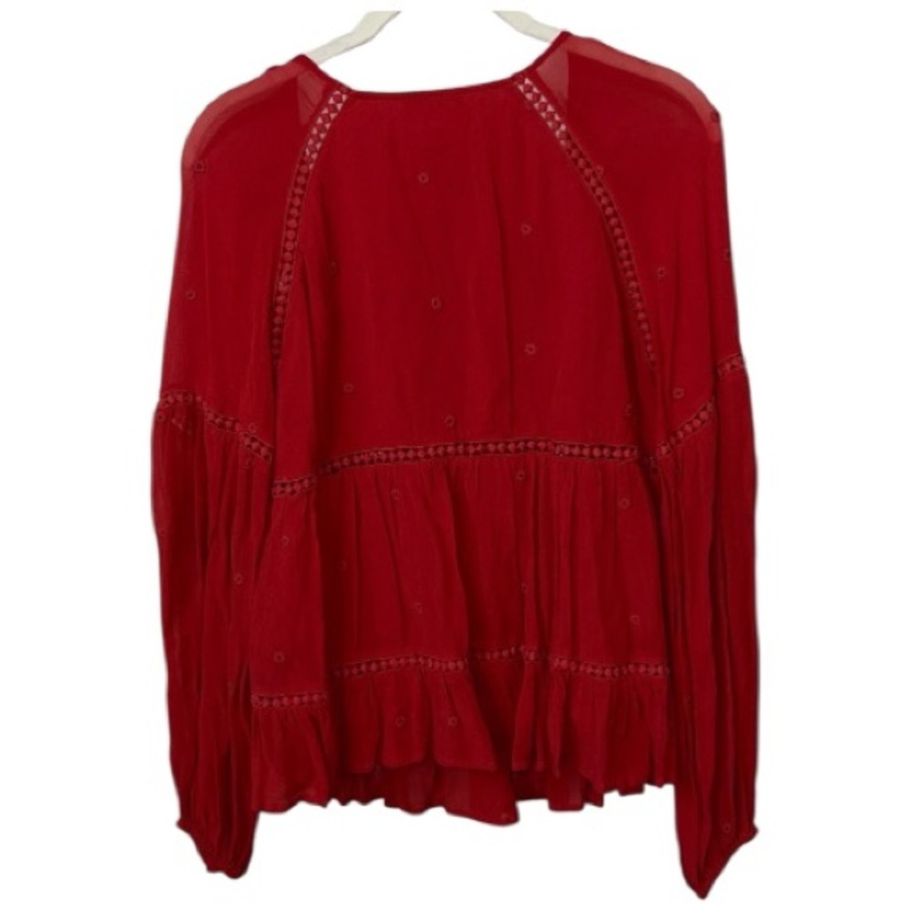 Sezane Brick Red Peasant Bohemian Long Sleeve Blouse Size 36/4 - Picture 4 of 12